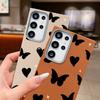 Love Heart Butterfly Print Stoßfeste weiche Handyhülle für Samsung S25 Ultra S24 FE S23 S22 S21 A16 A55 A56 A15 A36 Crossbody Rope Matte TPU Slim Cover