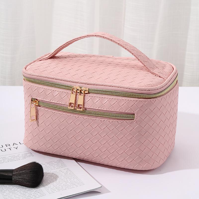 Woven Texture Multifunctional Waterproof Tote: Large-Capacity Handbag & Makeup Bag for Travel