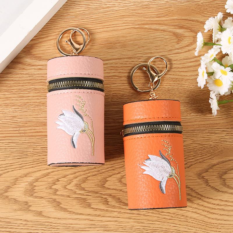 Embroidered Lychee Pattern Mouth Red Envelope Coin Purse Keychain for Girls, Pendant for Headphones, Bag Mouth Red Envelope