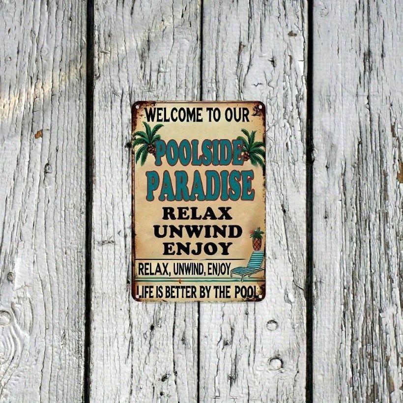 Metal Poster Tiki Bar Vintage Sign, 8x12 Inch Wall Art Decor