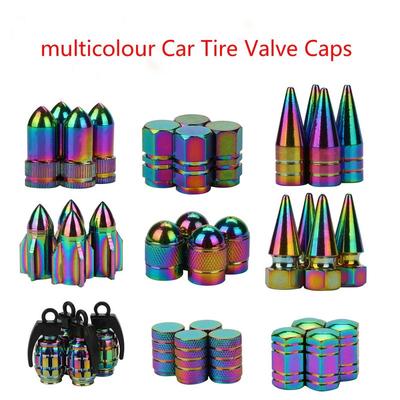 2PCS/3PCS/4PCS Neon Lights Color Aluminum Car Tire Valve Caps  Car Truck Air Port Cover Tire Rim Valv