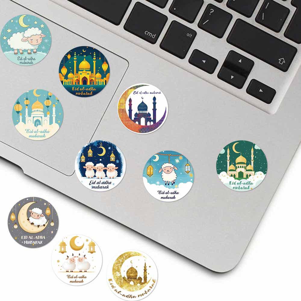 500pcs/Roll Mubarak Eid al Adha Festive Graffiti Stickers Lamb Cartoon Decal DIY Guitar Luggage Suitcase Waterproof Cute Sticker