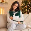 18*18 Inches Christmas Velvet Throw Cover with Embroidered Deer, Decorative Cushion Cover for Couch Sofa Bedroom (Cover )