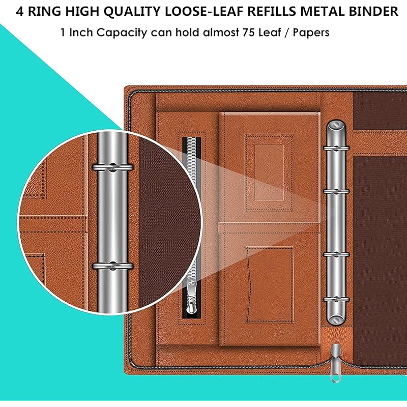 

FEDUS Document File Folder Certificate Foolscap Size(Bigger Than A4 Size)4 Ring File Folder for Document Leatherette Doc FILE FOLDER TAN