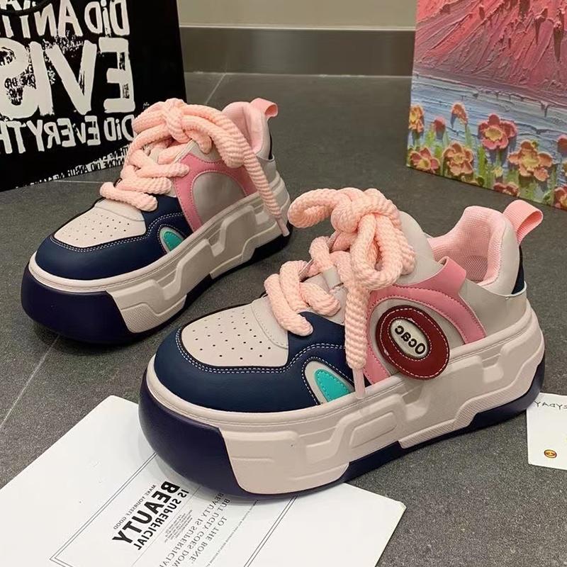 Women Platform Sneakers Mixed Colors Sports Shoes Lace Up Comfortable Shoes Casual Fashion Outdoor Running Tennis Sneaker Female