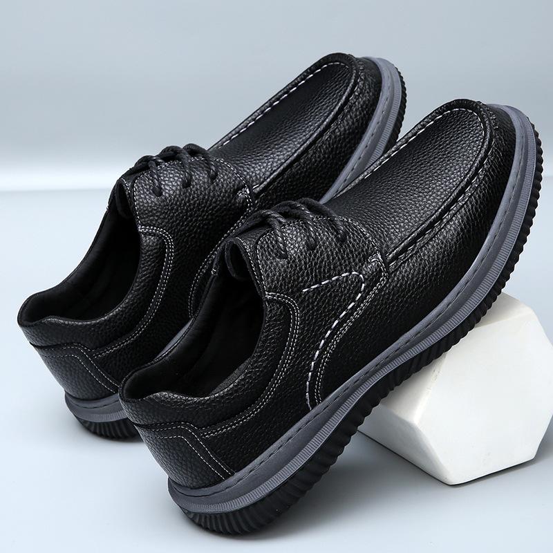 Men's shoes 2025 autumn new leather breathable platform business leather shoes men's black commuting trend casual shoes men