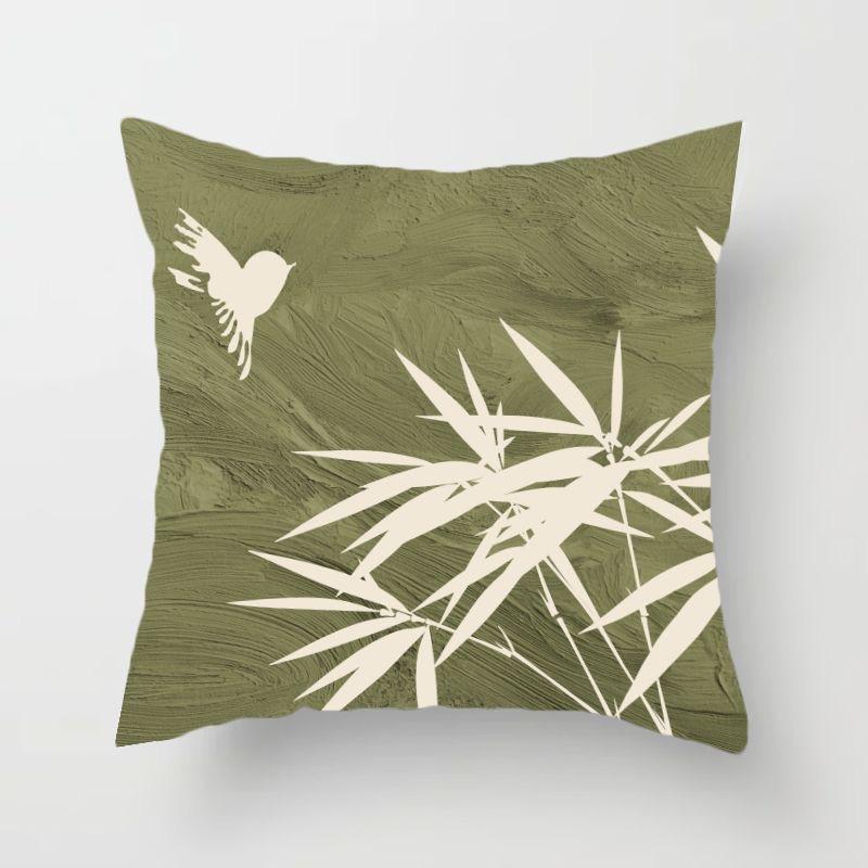 Natural Flower Pattern Square Polyester Pillowcase, Sofa Living Room Decorative Cushion Cover, Bedroom Bedside Pillow Cover