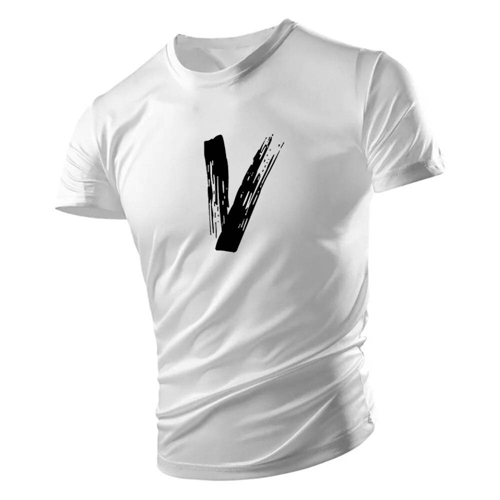 2023 Summer Casual Sports Style 2d Letter-Printed Men'S Round Neck T-Shirt Short Sleeves Comfortable Breathable Quick Drying