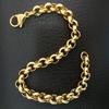 Gold Color 7mm Width Stainless Steel Link Mens Womens Bracelet Jewlery In 18-24cm
