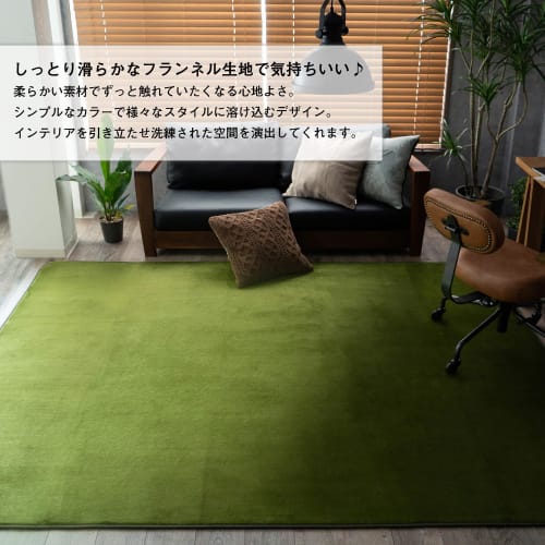Sayan Sayan Washable Microfiber Rug, Nagomi, 190x190cm, 2 Tatami Mats, Olive, Foldable