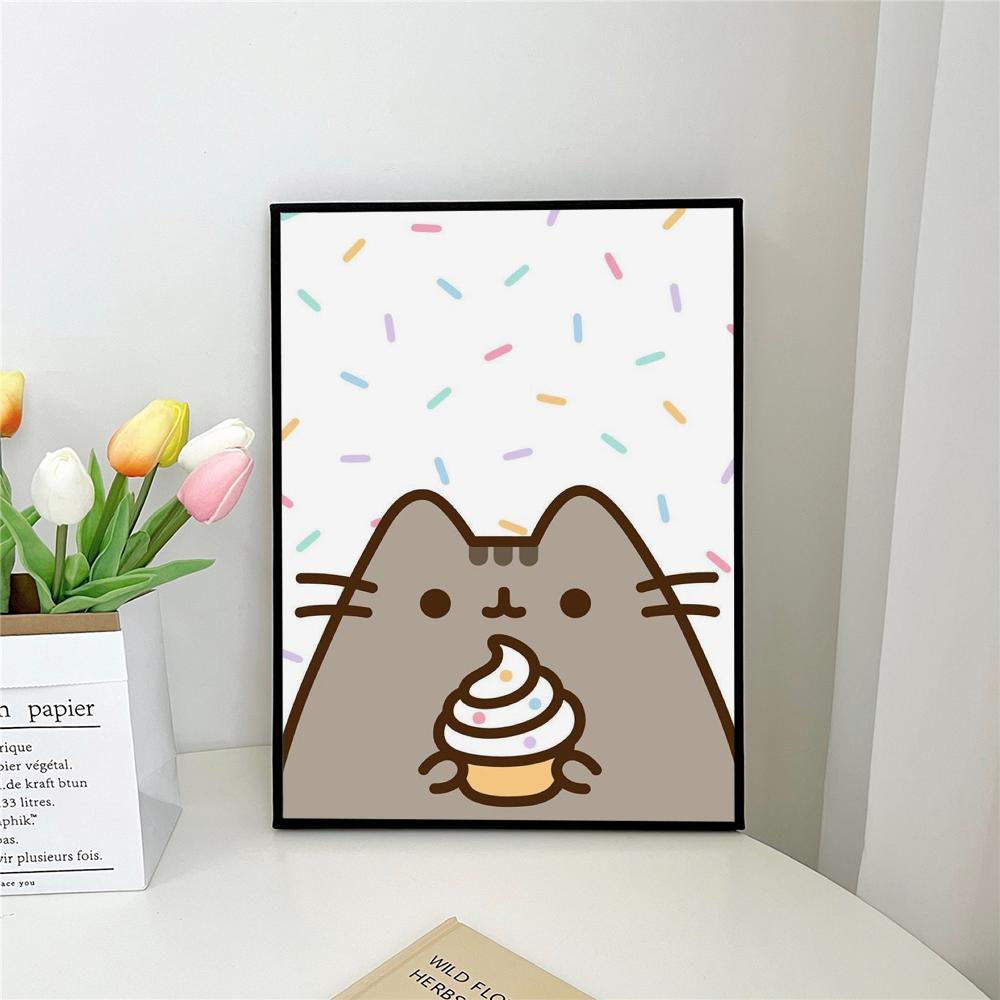 1 szt. Kreskówkowy P-Pusheen K-Kawai Kot Samoprzylepny Plakat Artystyczny Wodoodporny Papierowa Naklejka Kawiarnia Bar Pokój Dekoracja Ścienna