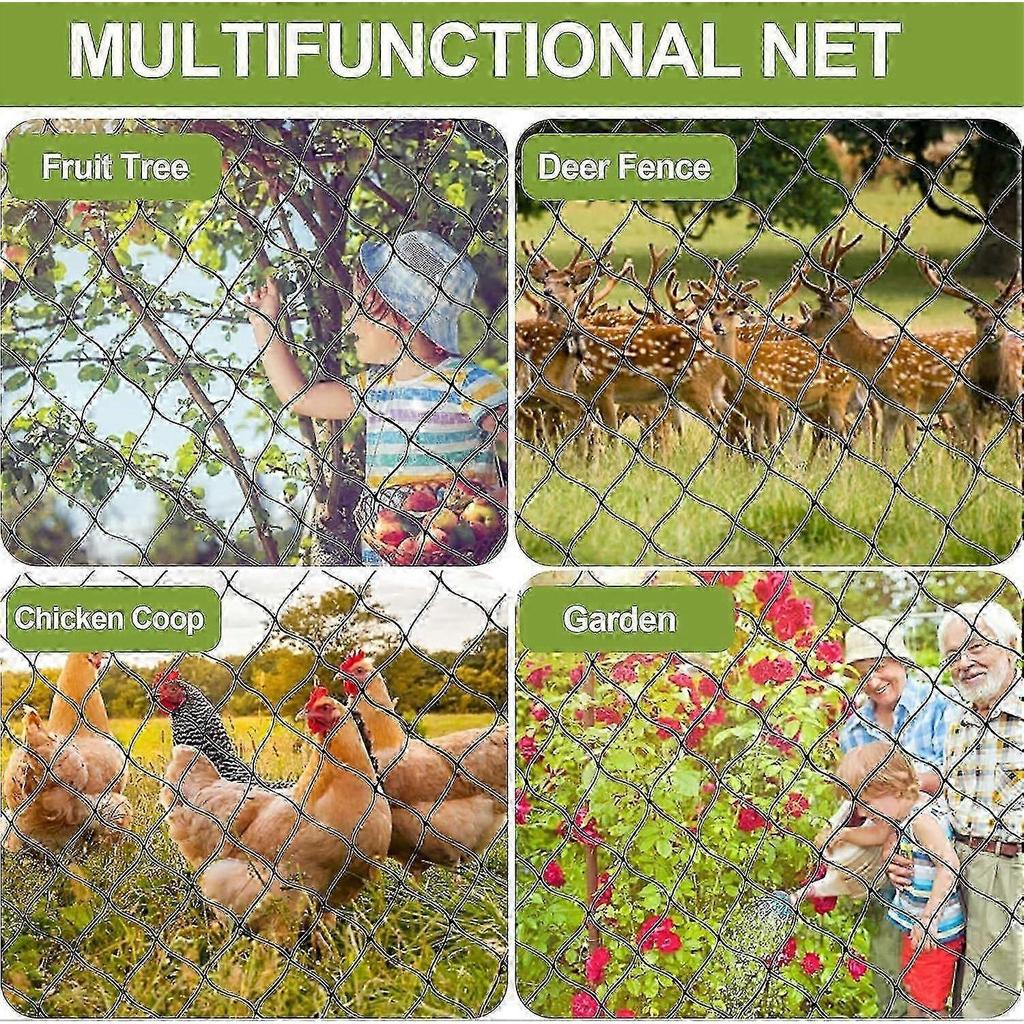 Heavy Duty Bird Netting 15x15m, 5x5cm Square Mesh Garden Net for Chicken Coop, Deer Fence, Farm Protection