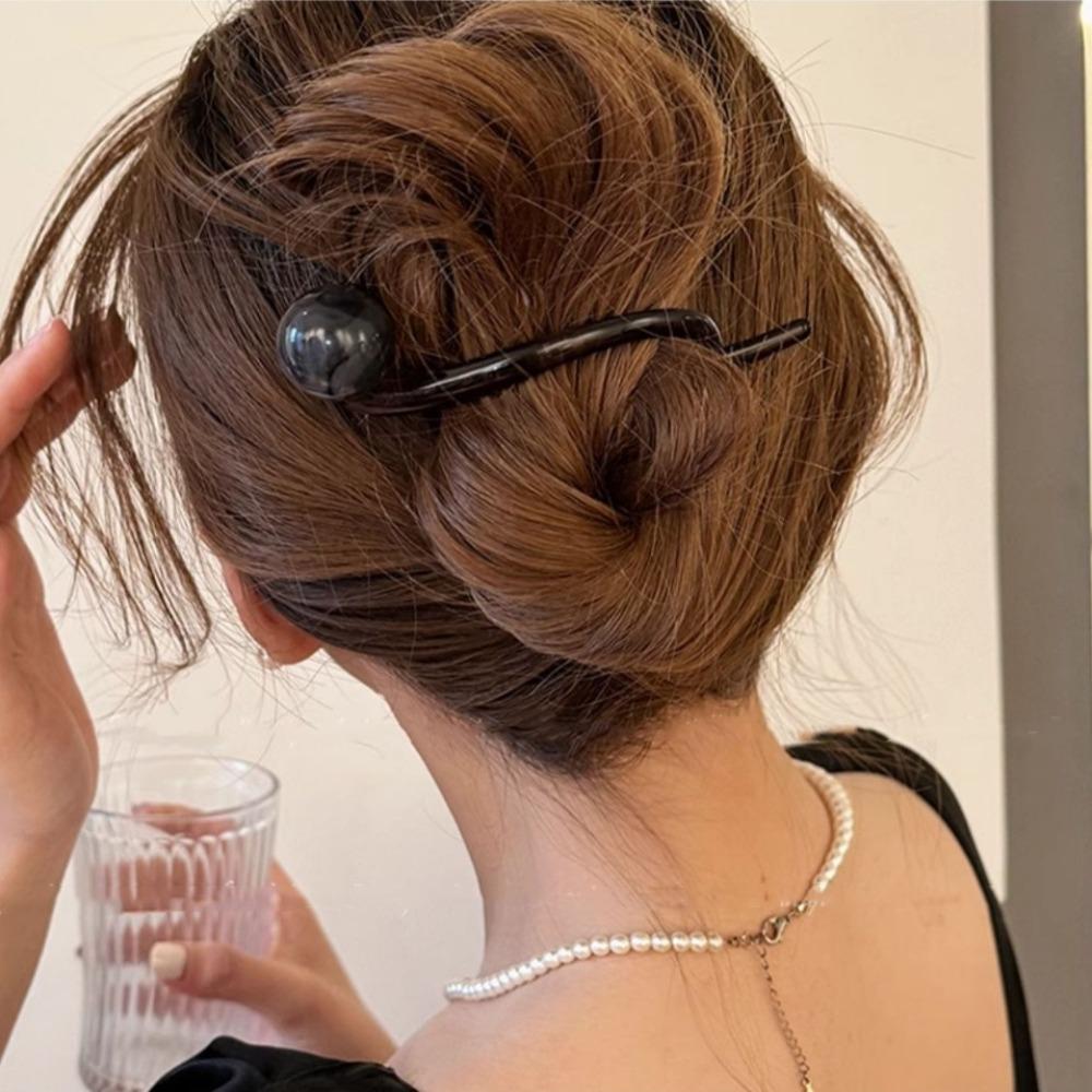 Frog Buckle Line Grab Clip Hair Styling Tool Ponytail Clip Elegant Bead Twisted Clip  Women