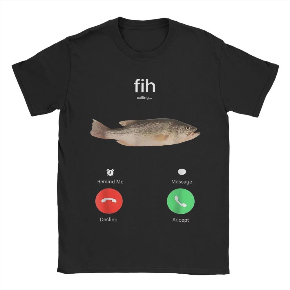Unisex Cotton TShirt Fish Call Reminder Message Reject Answer Phone Fish Pattern Awesome Short Sleeve Top Women And Men Tshirt