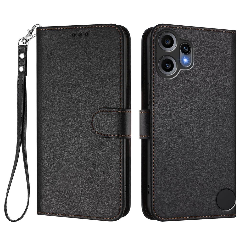 For Nothing CMF Phone 2 Pro Leather Case Wallet Stand Phone Cover with Wrist Strap