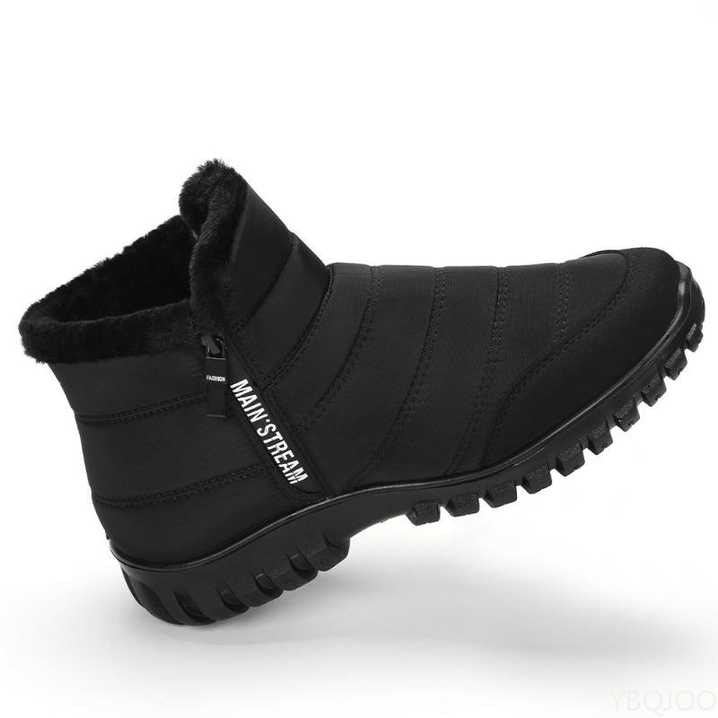 Winter Thick Warm Cotton Shoes with High Top Solid Color Simple Comfortable Anti Slip Wear-resistant Men's Snow Boots