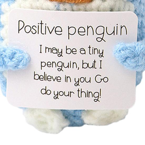 Positive Crochet Doll Handmade Crocheted Emotional Support Positive Animal Tabletop Ornament Birthday Gift for Family Friends Kids