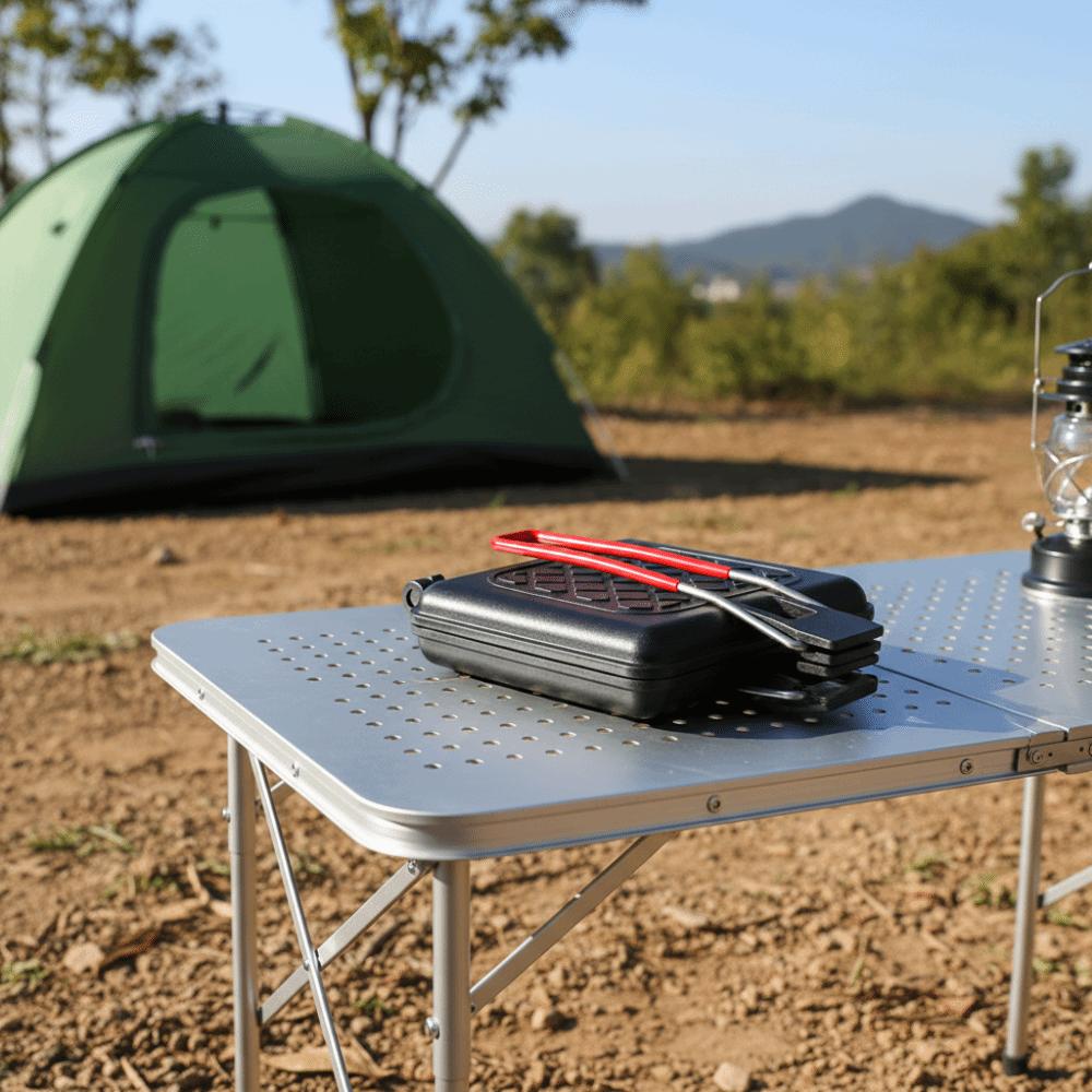 Double-Sided Outdoor Folding Sandwich Grill Pan Non-Stick Detachable Sandwich Maker Heat-resistant Breakfast Machine Camping
