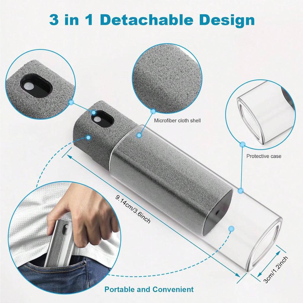 1 Pack Screen Cleaner,3-in-1 Touchscreen Mist Cleaner Spray and Microfiber Cloth,Built-in Cleaning Solution,(Excluding Solution)