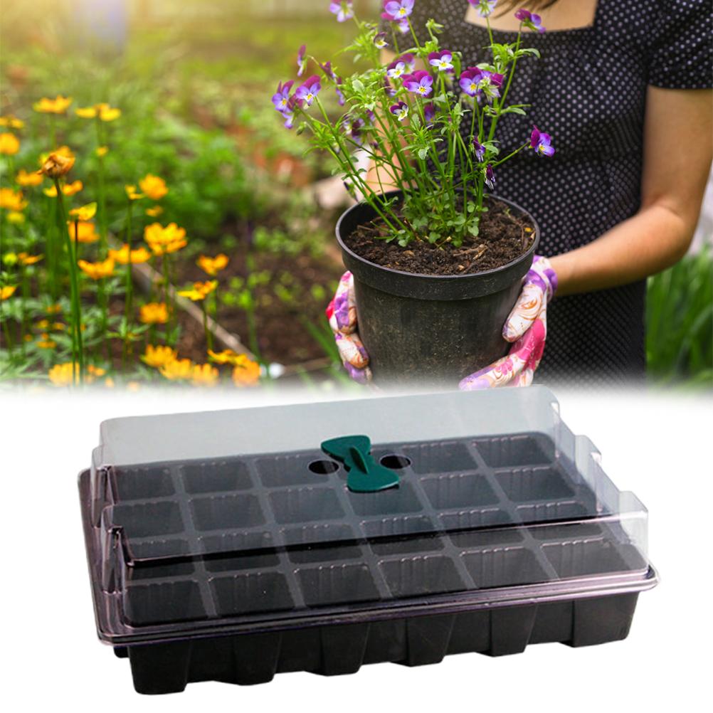 Gewächshaus Anzuchtschale 24 Zellen Anzuchtbox mit Deckel Pflanzen Anzuchtschalen für Anzucht Keimung