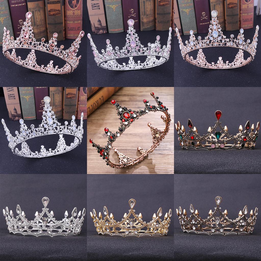 Halloween Party Fairytale Kingdom Happy Wedding Retro Color Crystal Rhinestone Tiaras Coronas Bride Wedding Crown for Bride