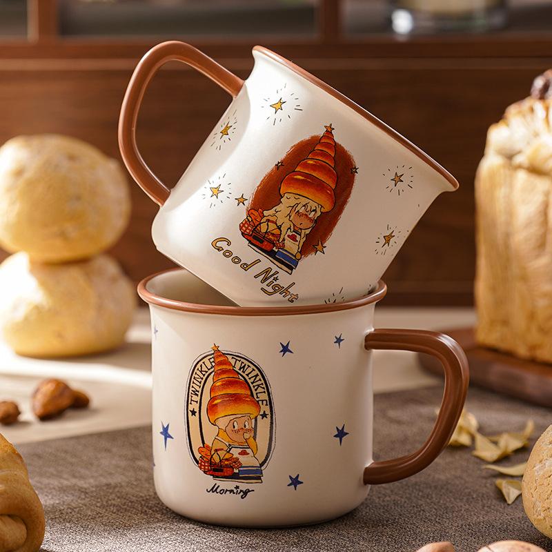 

Cartoon Star Man Mug Lovely Imitation Enamel Ceramic Cup Breakfast Cup Mugs 315ML