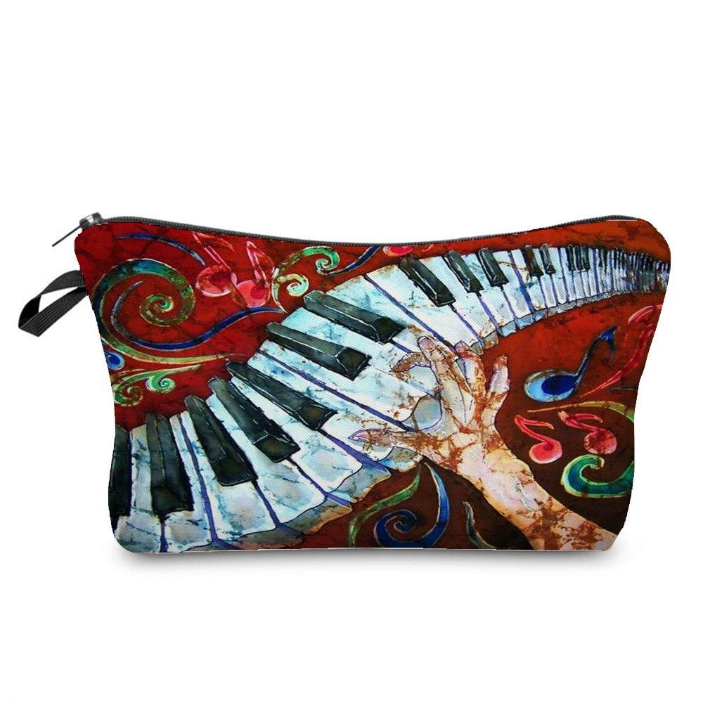 1 Stück Musiksymbol Tastaturdruck Kosmetikaufbewahrungstasche, Tragbare Make-up-Tasche Toilettenartikel Waschorganizer für Frauen Mädchen Halloween Weihnachtsgeschenke