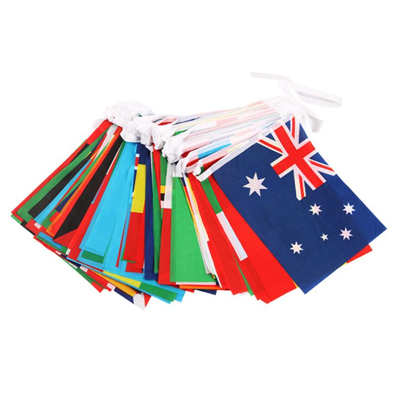 Aerlxemrbrae 14*21cm String flag 32 countries around the world nations flag small flag hanging flags