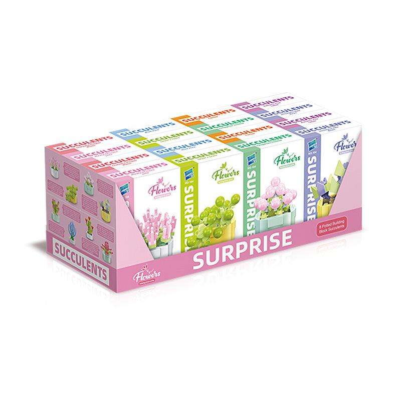 Educational Small Particles Mosaic Building Block Flower Simulation Tang Yin Succulent Potted Plant Compatible With A High Building Block Model Toy