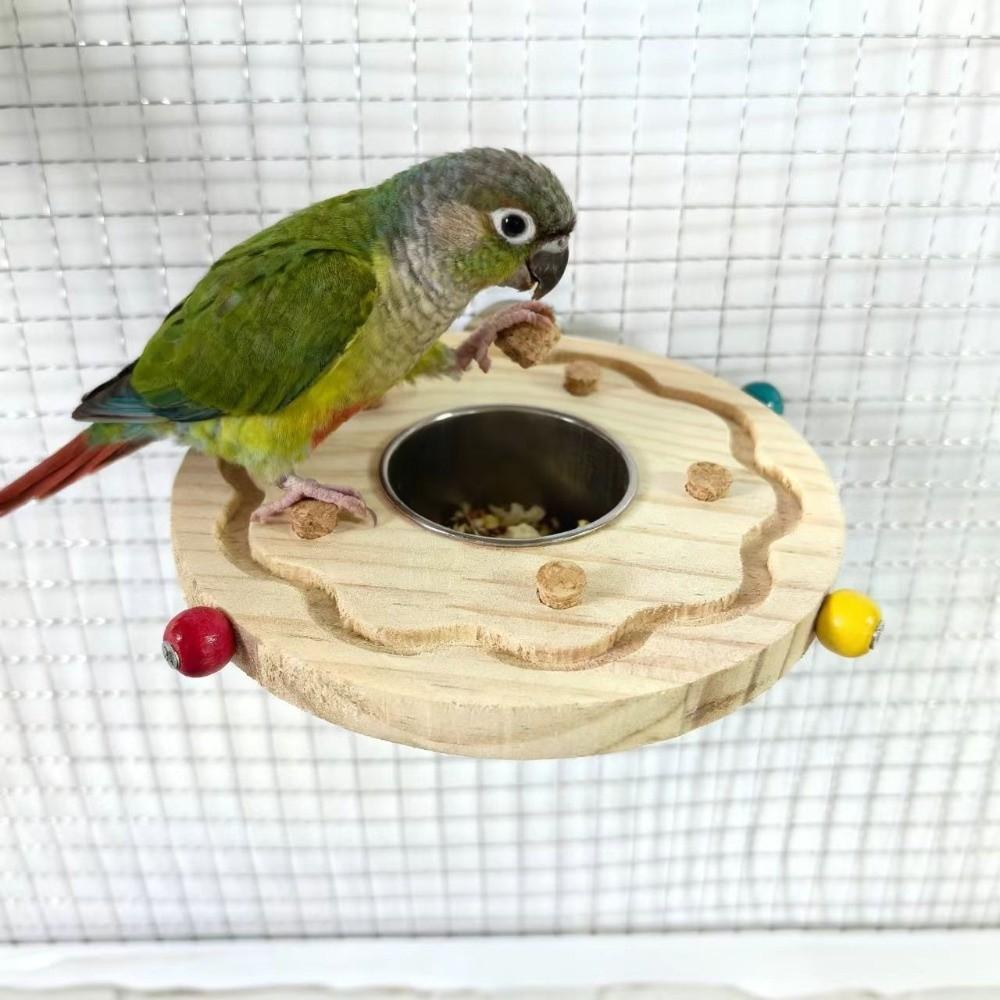 Wooden Parrot Puzzle Toys Bite Resistant Wear-Resistant Bird Chewing Toys Durable Block Cork Bird Perch Stand Training