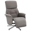 Folding Armchair with Footrest, Taupe Color, Fabric