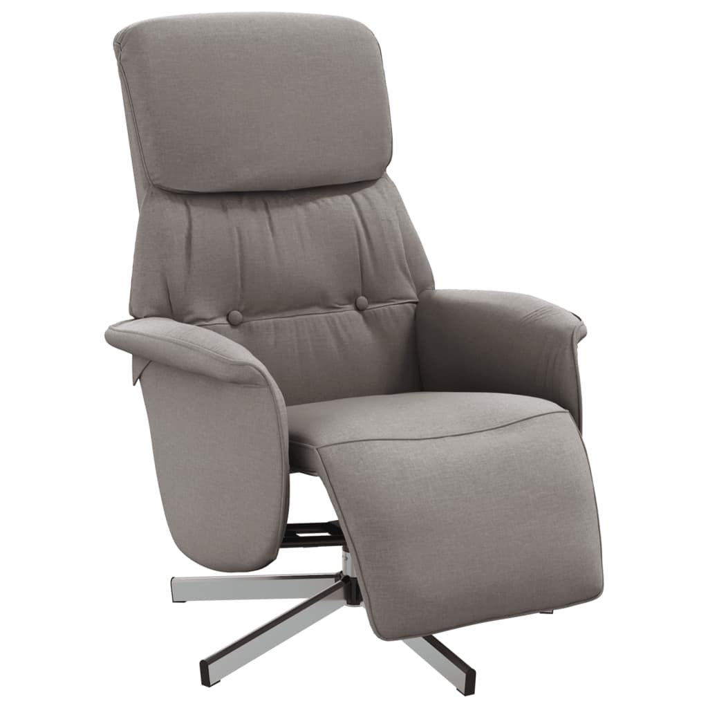Folding Armchair with Footrest, Taupe Color, Fabric