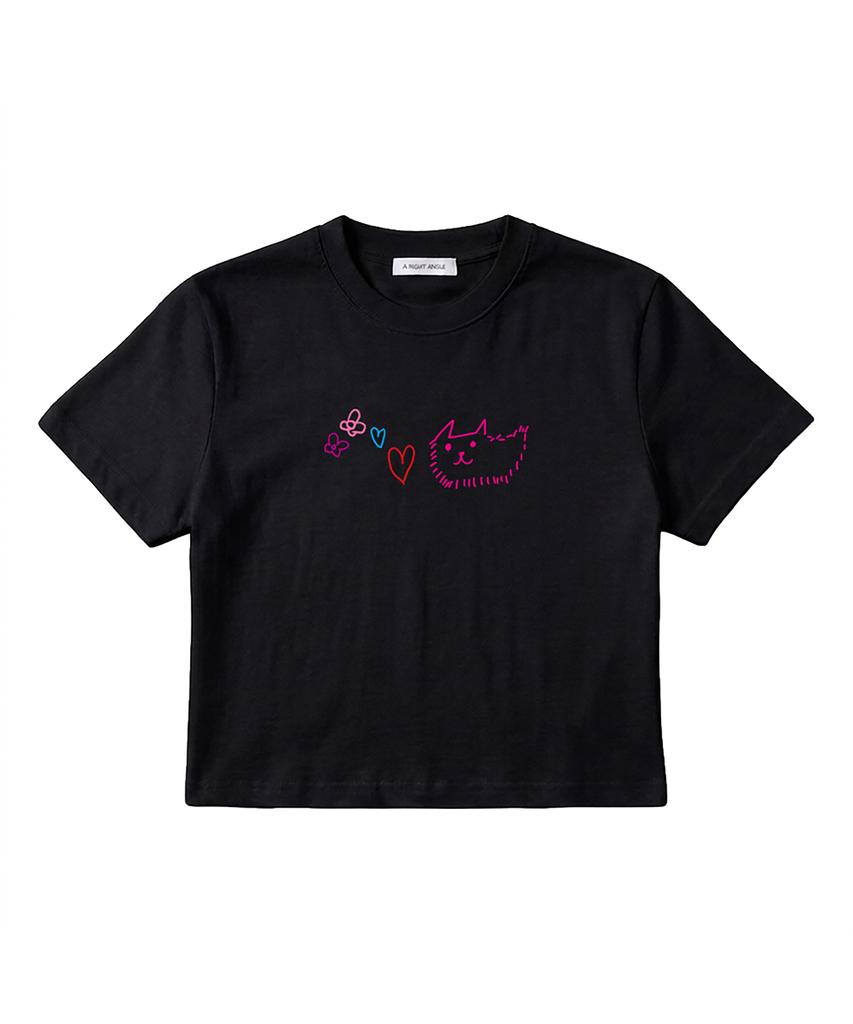 Eolaiteuaenggeul Cat Love Crop Tee 2 (2 Color)