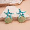 Ohrhänger mit Jakobsmuschelanhänger, Böhmische Ohrringe mit Seesternanhänger, Retro-Ohrstecker mit Seestern, Party