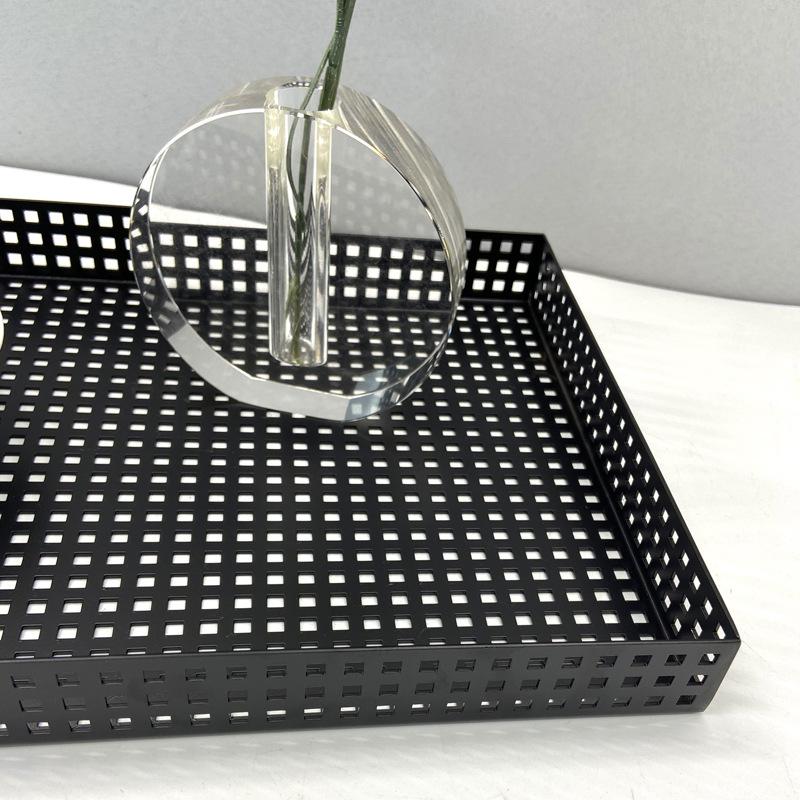 Modern Simple European Style Nordic Black Metal Grid Tray Ornaments Model House Sales Office Soft Furnishings