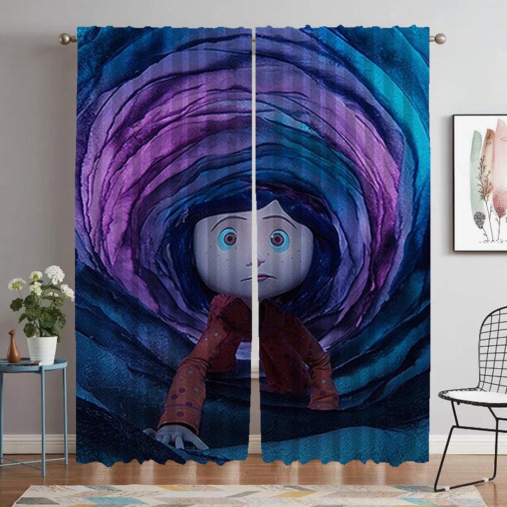 Elegant Room Curtains for Living Room Coralines Window Curtain Partition Shades Halloween Decoration Tulle for Bedroom Kitchen
