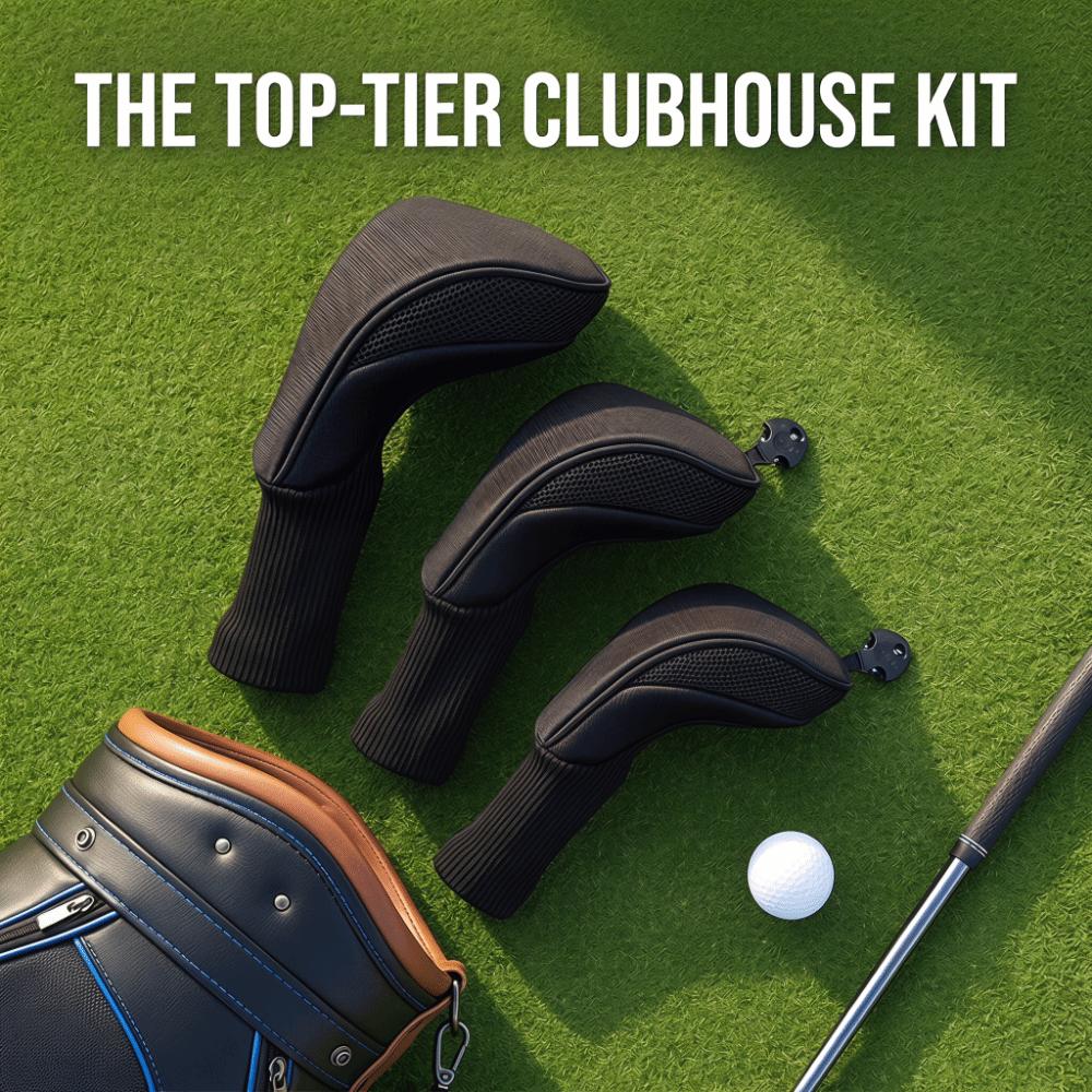 3pcs Mesh Surface Golf Club Covers Long Neck Design Driver Cover Head Covers Set Golf Accessories