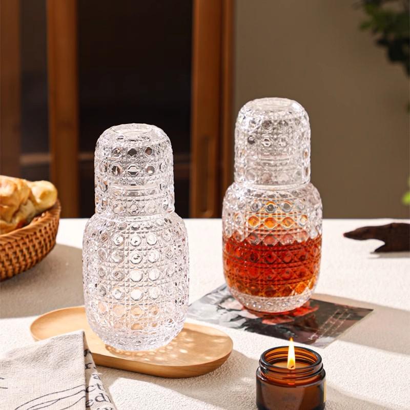 Retro Diamond Whiskey Glasses Cup Set Bar Water Bottle Transparent Engraved Crystal Glass Fruit Juice Teapot Wine Glass Cup