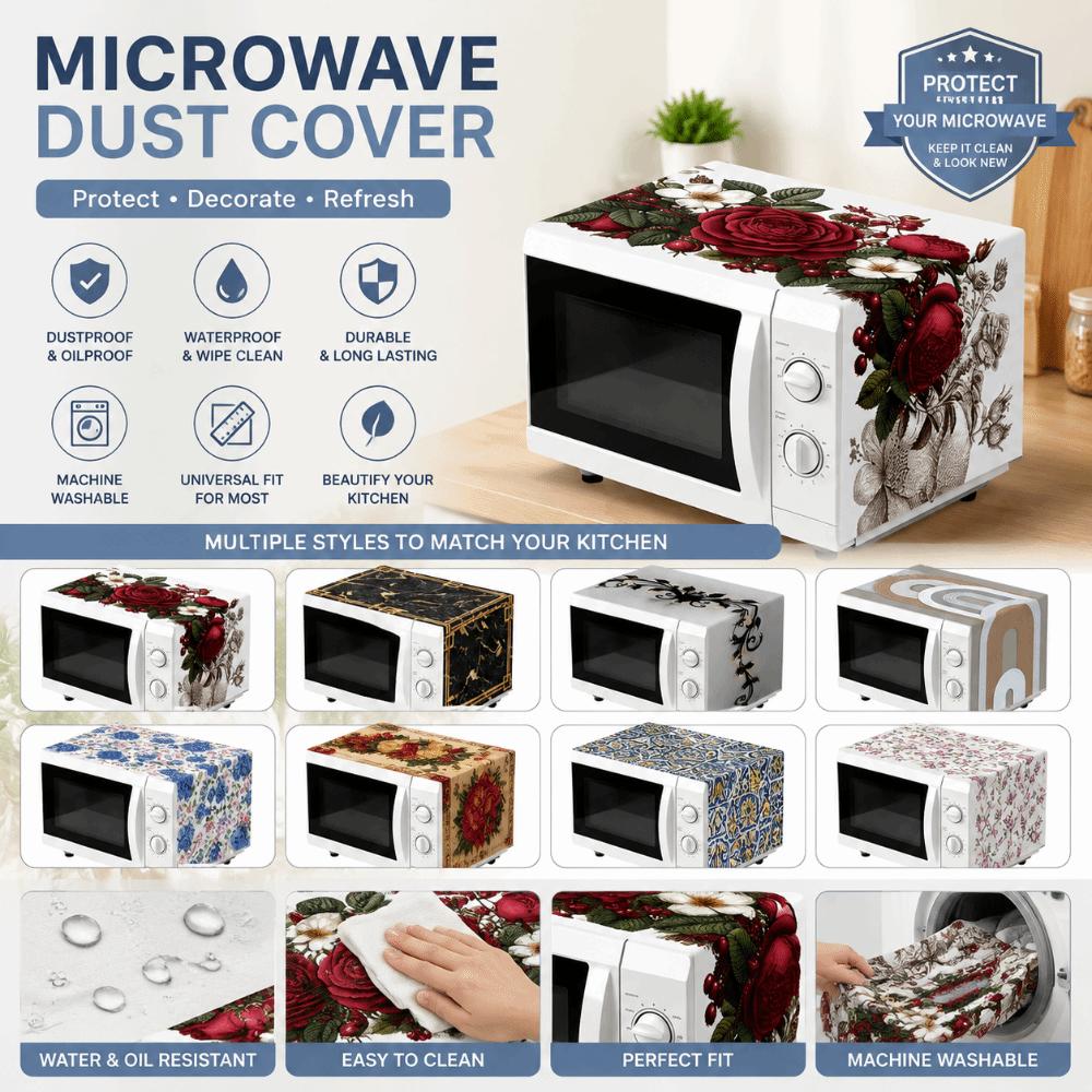 Printed Microwave Oven Dust Cover Universal Dust Protector Mat Microwave Cover Household Cover