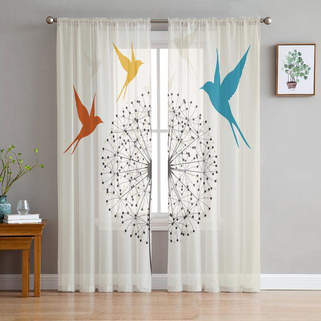 Dandelion Dragonfly Sheer Curtains Window Curtains For Living Room Bedroom Blinds Kids Room Home Decor