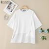 ZANZEA Women Summer Round Neck Short Sleeve Casual T-Shirts