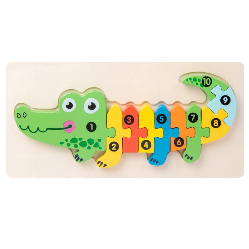 

3D Dinosaur Wooden Puzzle for Kids: Educational Animal & Transportation Building Blocks for Early Learning
