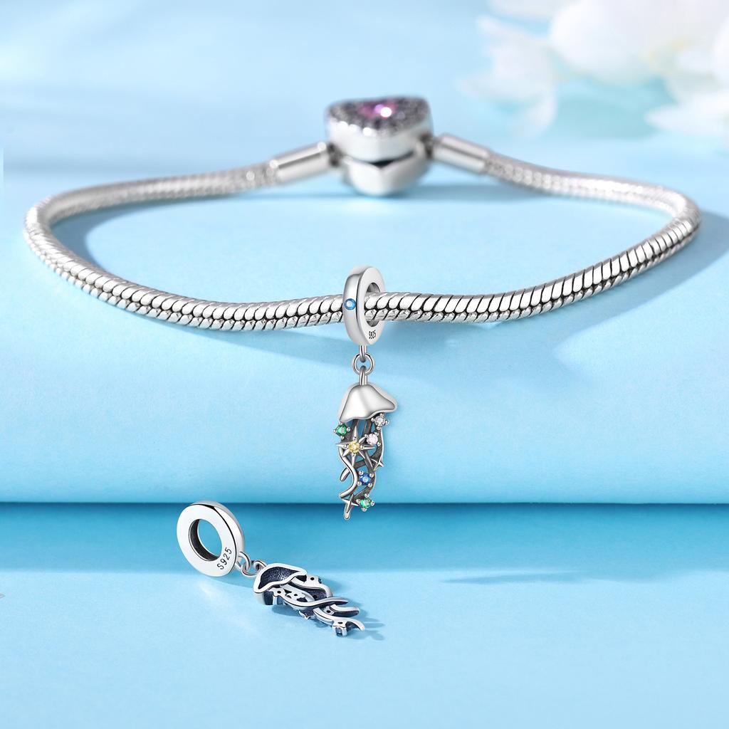 Beads Copper Charms Original Colored Starfish Jelly Marine Animal Beads Fit Bracelet Jewelry Diy Women Gift