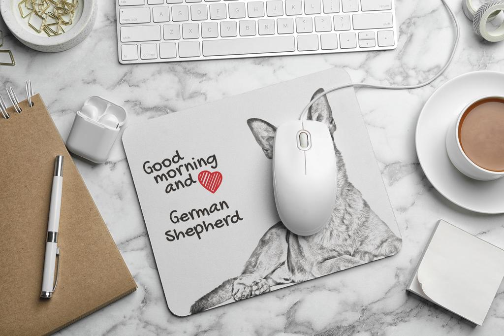 German Shepherd Dog, Alsatian Wolf Dog - mouse pad with print, personalized dog-themed mouse pad, unique gadget for an office worker by Art-Dog brand