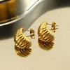 18K Gold-Plated Irregular Spiral Stainless Steel Earrings for Women