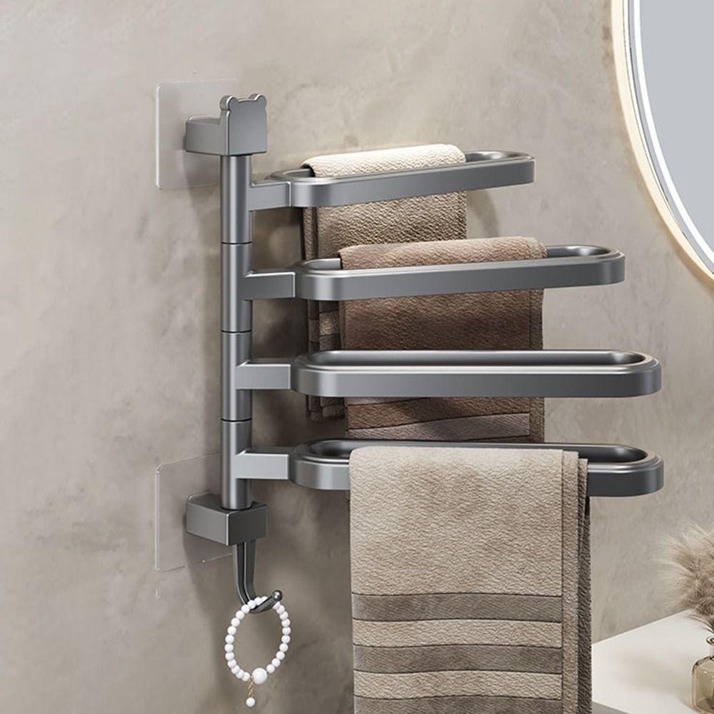 Plastic Swivel Towel Holder Wall Mounted Towel Hanger Practical Bath Towel Storage Rack  For Home