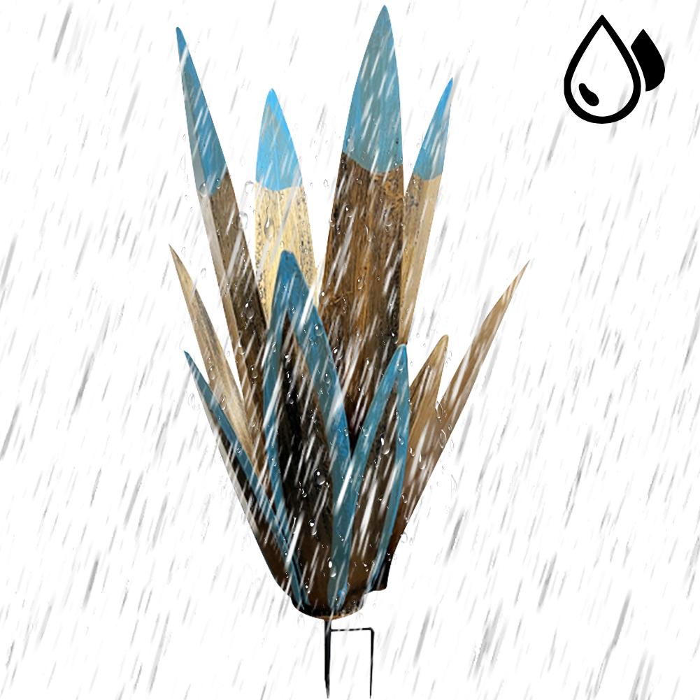 2Pcs Metal Agave Plant Home Decor Multi-Color LED Solar Light Hand Painted Metal Agave Garden Ornaments Outdoor Decor Figurines