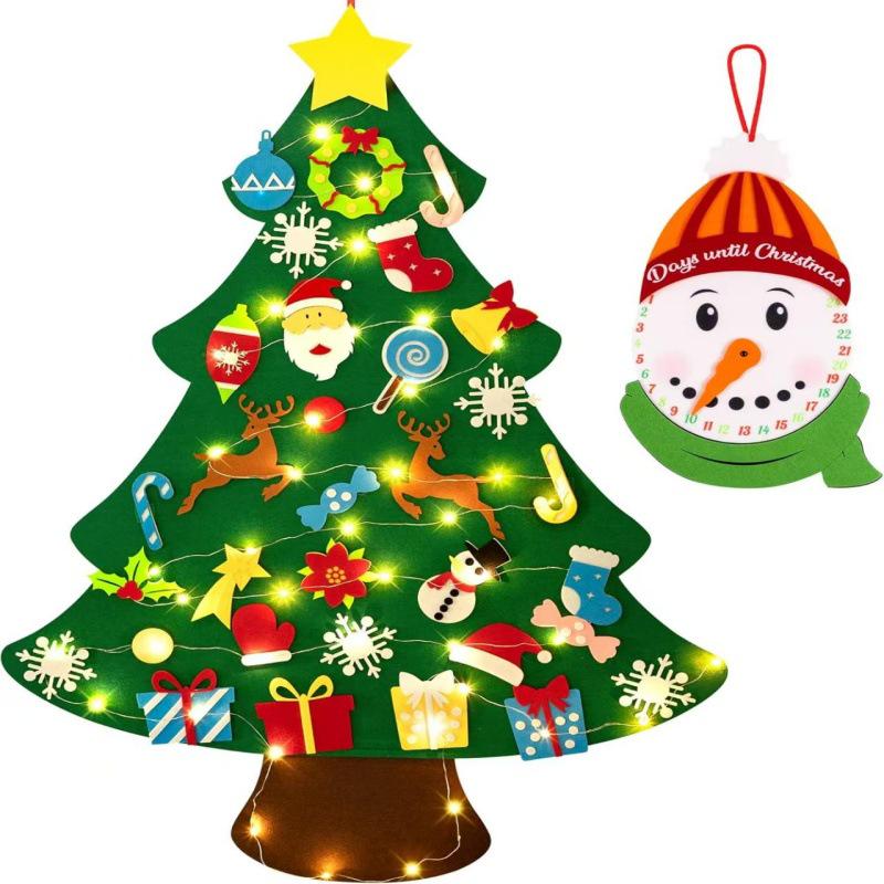 Handmade Felt Christmas Tree for Kids with DIY Ornaments and 3D Pendant