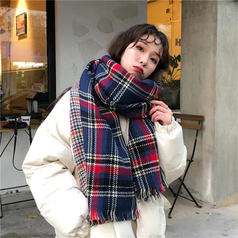 Hochwertiger Schal im koreanischen Stil mit Karomuster: Warmer, verdickter Kaschmir-ähnlicher Schal für Studenten und Paare