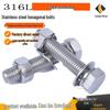 316L Stainless Steel Hex Head Fully Threaded Bolt DIN933, Sizes: M14, M16, M18, Customizable